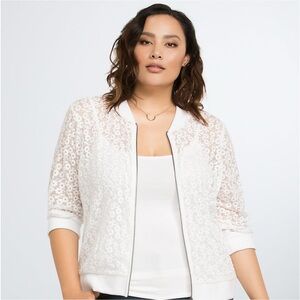 Torrid White Lace Bomber Jacket